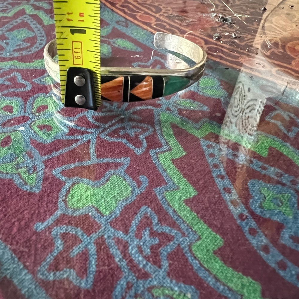 Vintage Native American Ss/Turquoise/Coral/Onyx C… - image 4